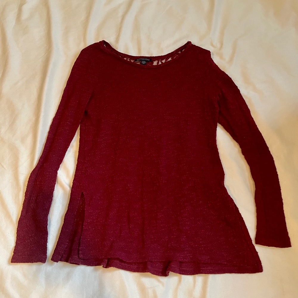 American Eagle Burgundy Sweater with Lace